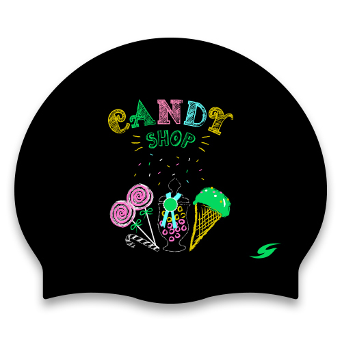 [SC-2263] Candy Shop BK Silicone Swimming Cap