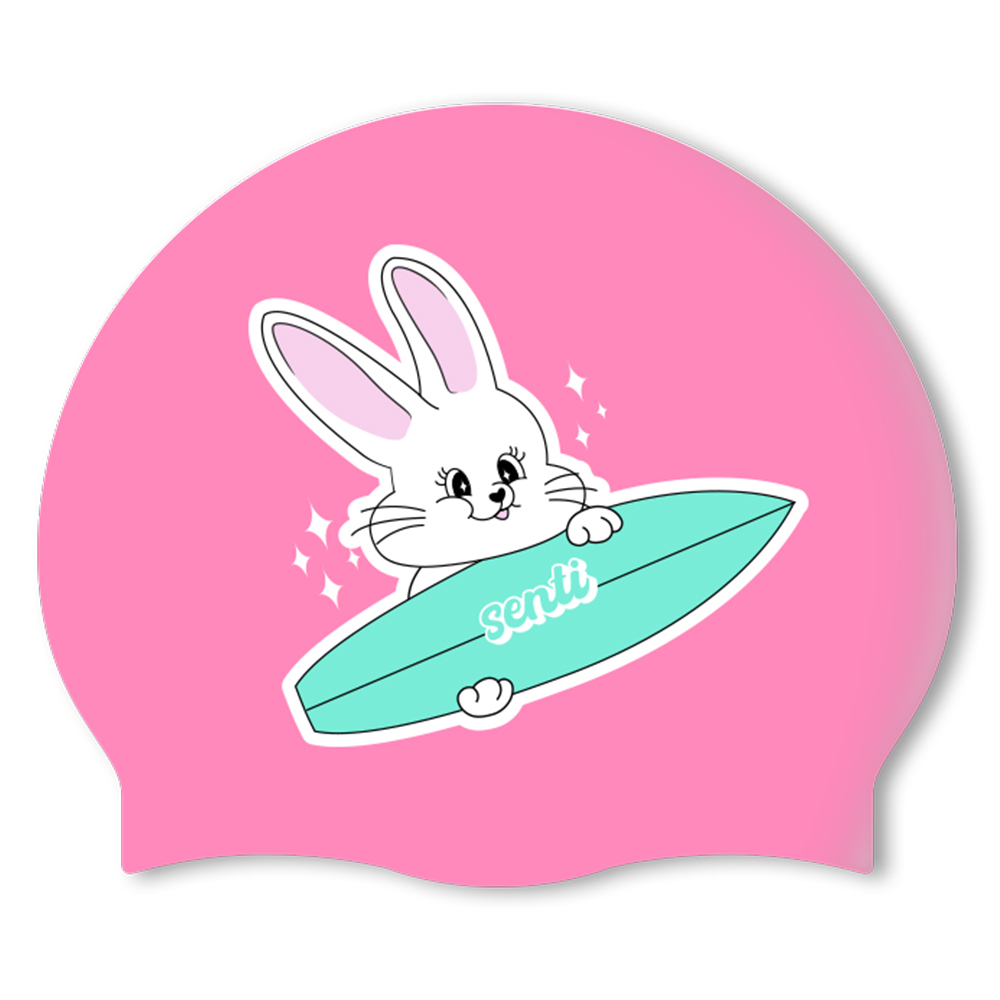 [SC-2358] Surfing Bunny PK Silicone Swimming Cap