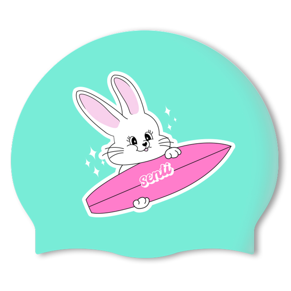 [SC-2359] Surfing Bunny MT Silicone Swimming Cap