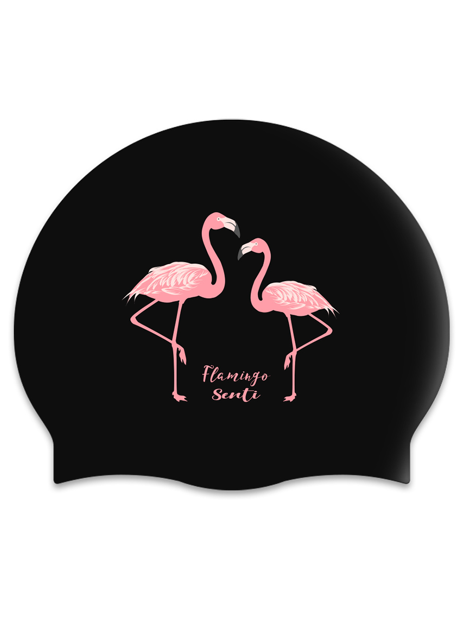 [SC-2382] Flamingo BK Silicone Swimming Cap