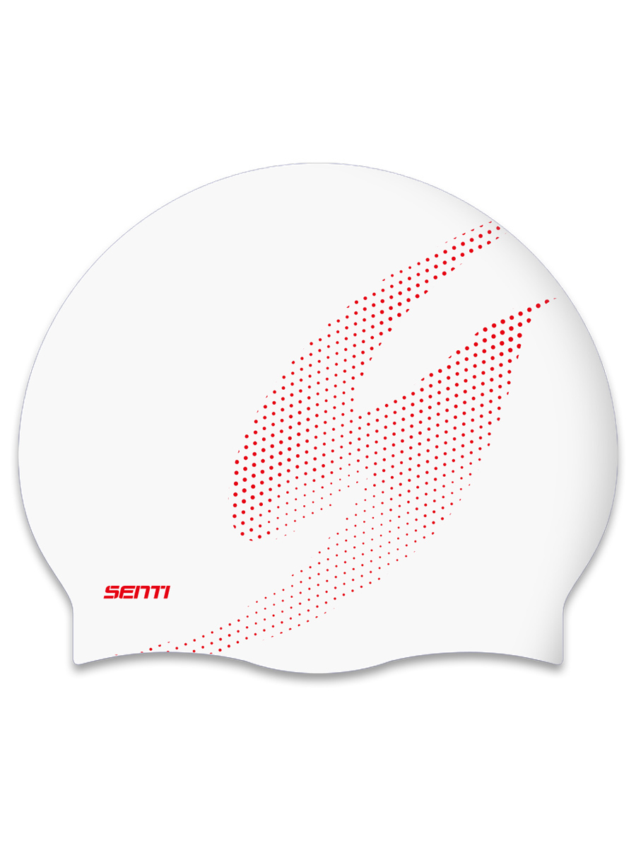 [SC-2387] Halftone Sentiment WH/RD Silicone Swimming Cap