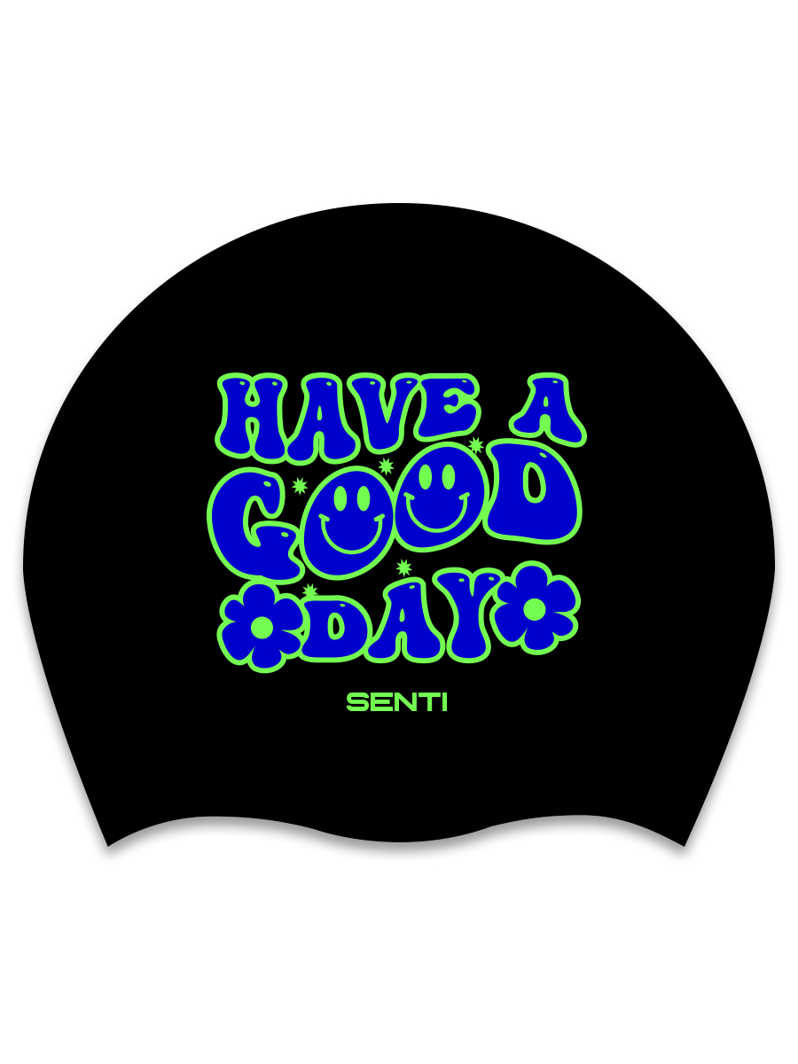 [SC-2368] Good Day BK/BL No-Wrinkle Swimming Cap
