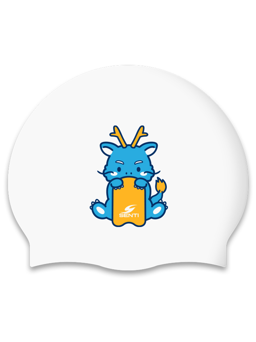 [SC-2454] Swim Dragon WH Silicone Swimming Cap