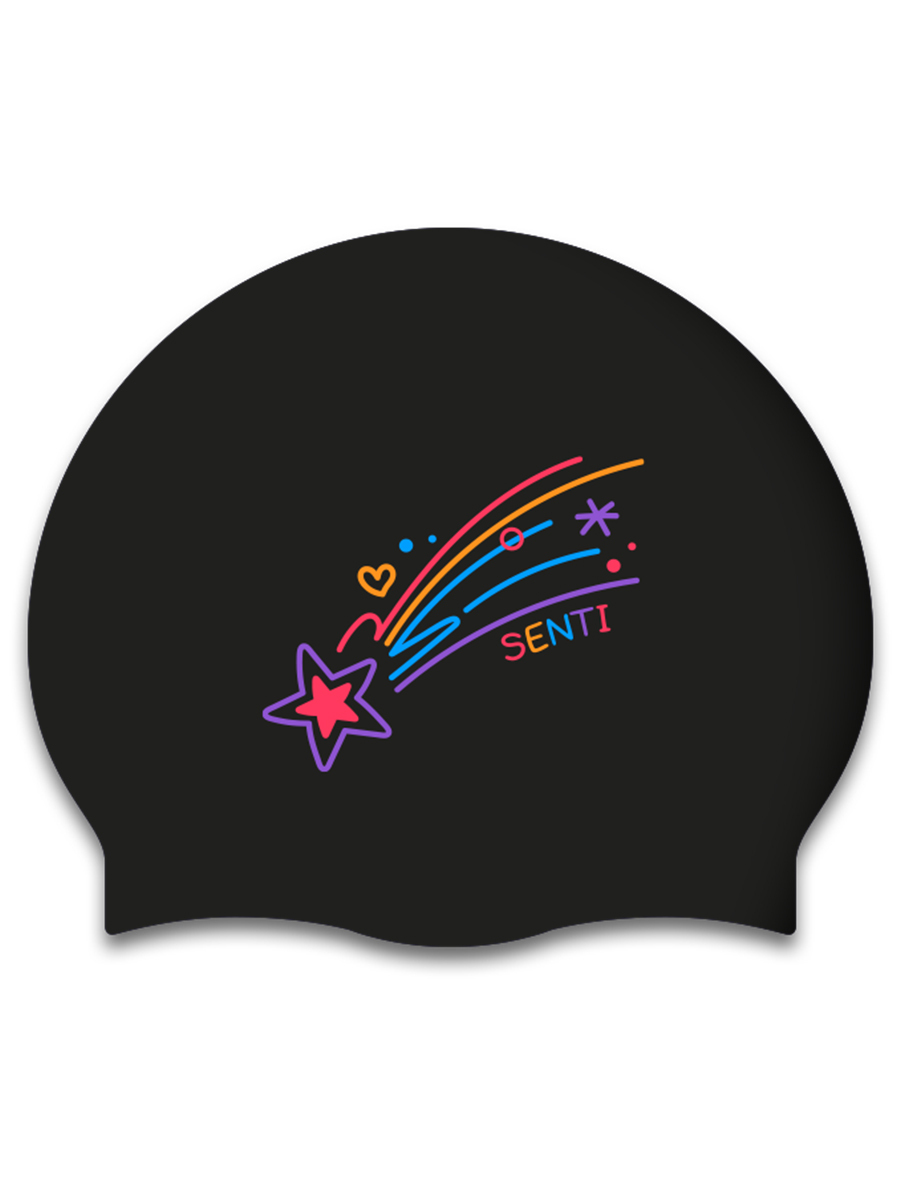 [SC-2459] Shooting Star BK Silicone Swimming Cap
