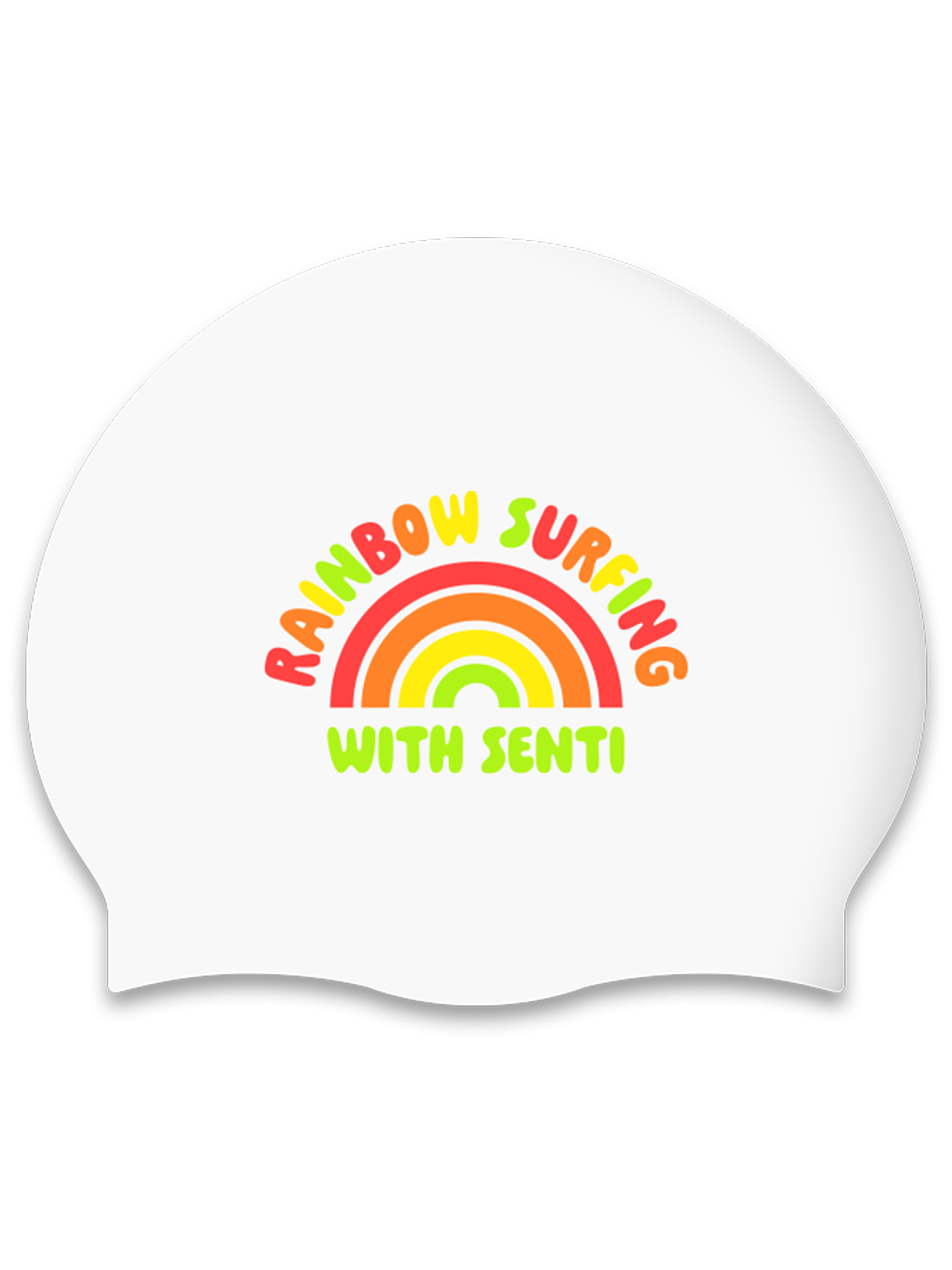 [SC-2476] Rainbow Surfing WH Silicone Swimming Cap