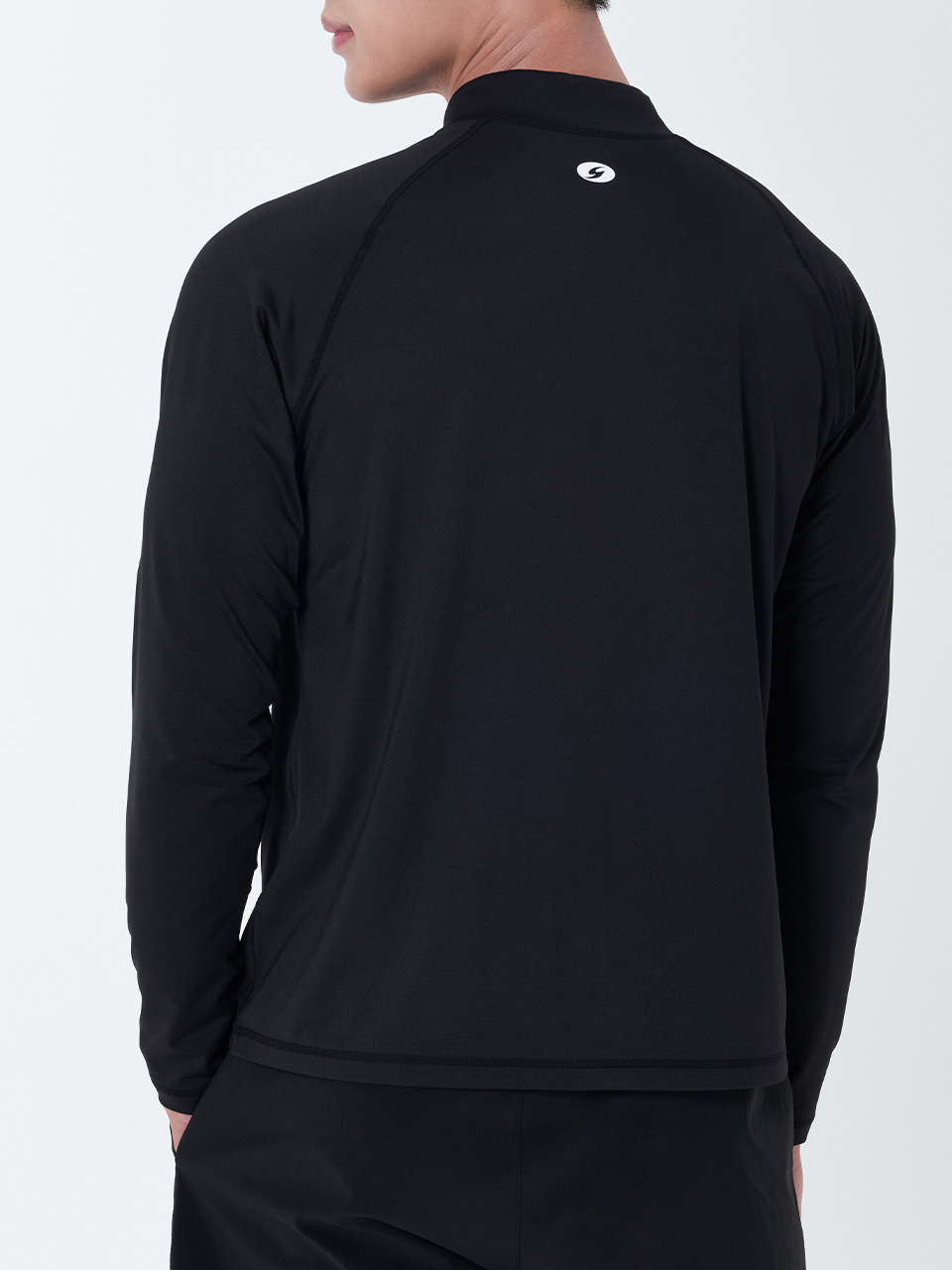 [SAR-ARM21-BK] Men Classic Relax Fit Zip up Rash Guard BK