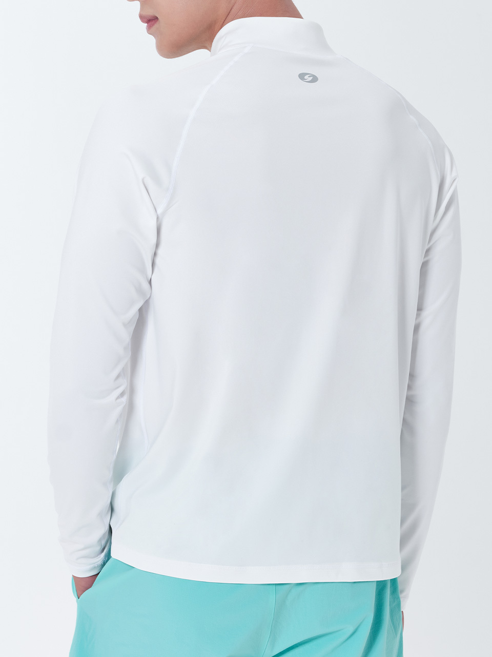 [SAR-ARM21-WH] Men Classic Relax Fit Zip up Rash Guard WH