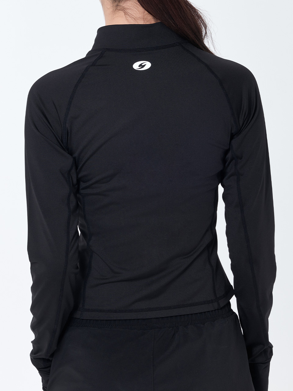 [SAR-ARW21-BK] Women Classic Standard Fit Zip up Rash Guard BK