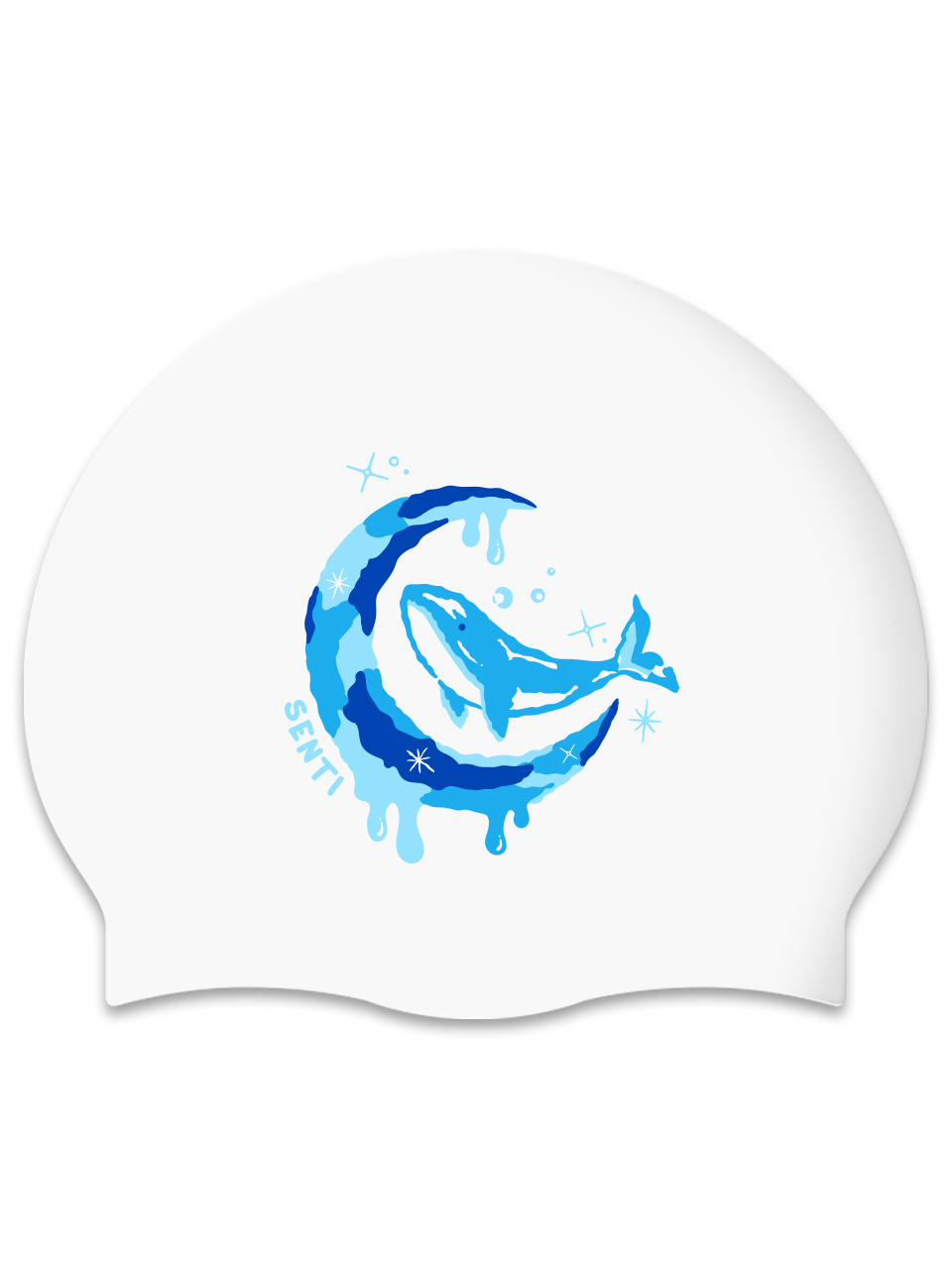 [SC-2488] Blue Whale WH Silicone Swimming Cap