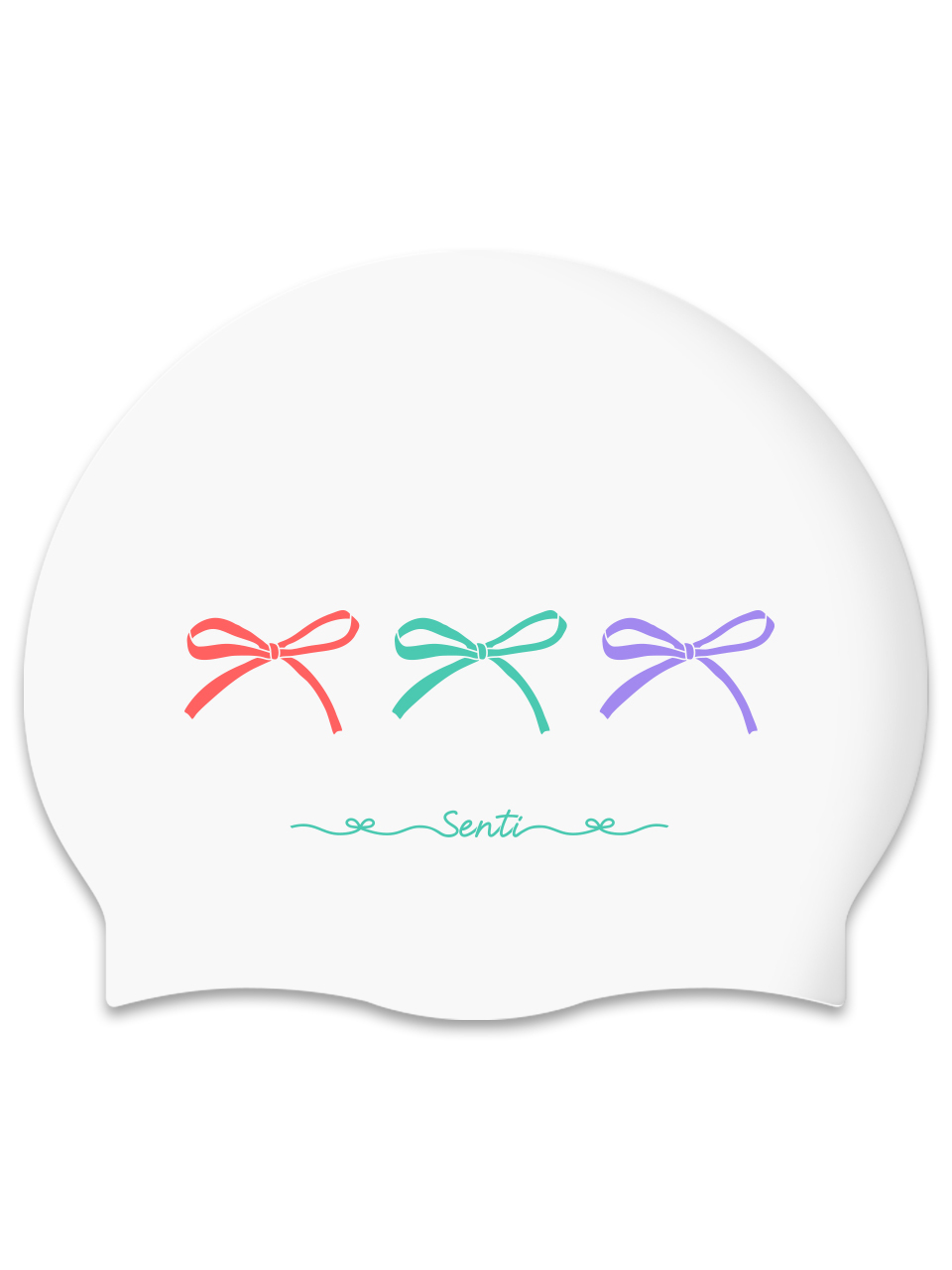 [SC-2492] Ribbon Party WH Silicone Swimming Cap