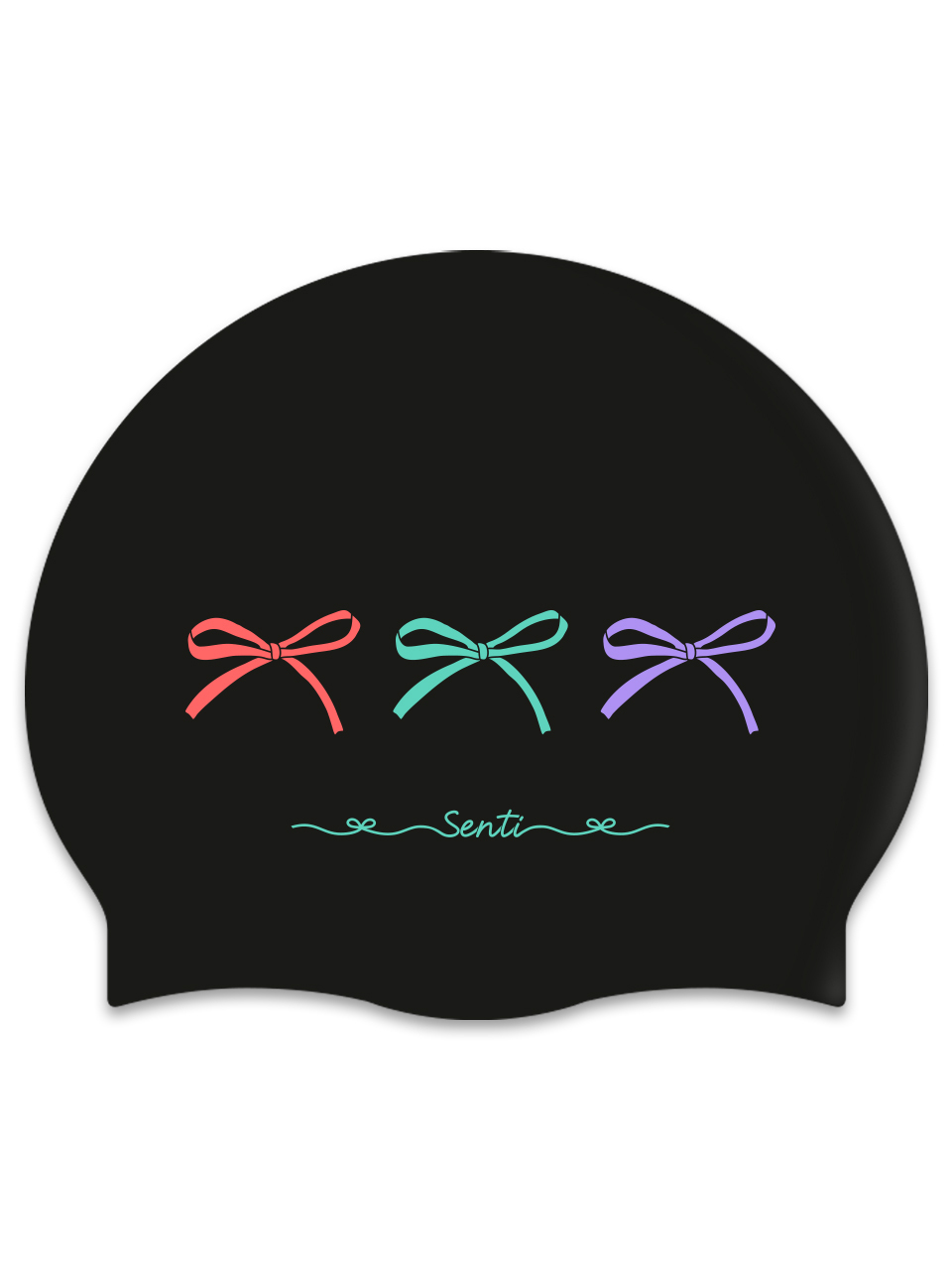 [SC-2493] Ribbon Party BK Silicone Swimming Cap